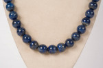 Blue Gold Natural Lapis Lazuli 1/2" Round Bead Stone Necklace