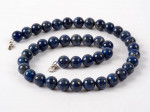 Blue Gold Natural Lapis Lazuli 1/2" Round Bead Stone Necklace