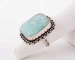 STERLING SILVER RING WITH LARGE AMAZONITE STONE - BEAUTY