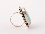 STERLING SILVER RING WITH LARGE AMAZONITE STONE - BEAUTY