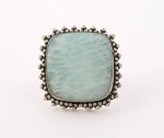 STERLING SILVER RING WITH LARGE AMAZONITE STONE - BEAUTY