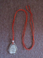 Beautiful Clear Quartz Etch Engraved BUDDHA Tear Drop Pendant Necklace