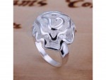 Size 8 Brass Silver Plated Lady Women Girl Party Ring Rose Ornament