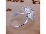 Size 8 Brass Silver Plated Lady Women Girl Party Ring Rose Ornament