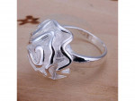 Size 8 Brass Silver Plated Lady Women Girl Party Ring Rose Ornament