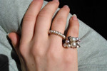 Victorian 10k Yellow Gold Antique Pearl Grape Vine & Leaves Ring