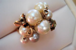 Victorian 10k Yellow Gold Antique Pearl Grape Vine & Leaves Ring