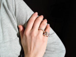Victorian 10k Yellow Gold Antique Pearl Grape Vine & Leaves Ring