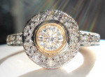 14k Yellow Gold ~ .50ctw Diamond Round (.30ct center) Halo Ring