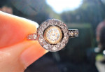 14k Yellow Gold ~ .50ctw Diamond Round (.30ct center) Halo Ring