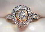 14k Yellow Gold ~ .50ctw Diamond Round (.30ct center) Halo Ring