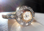 14k Yellow Gold ~ .50ctw Diamond Round (.30ct center) Halo Ring