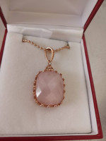LADIE' ROSE QUARTZ FACETED PENDANT