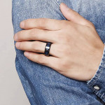 MEN'S BAND STYLE RING (WEDDING) BLACK AND BLUE