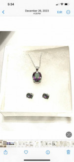 Brand new sterling silver necklace and silver pendant with Mystic Topaz gemstone