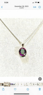 Brand new sterling silver necklace and silver pendant with Mystic Topaz gemstone