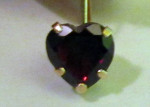 EARRINGS 14K YELLOW GOLD DROP HEART GARNET