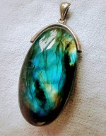 Large Laborodite Pendant with Sterling Siver Setting