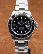 ROLEX SUBMARINER DATE BLACK STEEL OYSTER PERPETUAL 40MM 16610