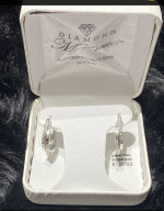 Beautiful Hoop Diamond Mystique Platinum Over Sterling Silver Earrings
