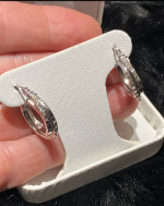 Beautiful Hoop Diamond Mystique Platinum Over Sterling Silver Earrings