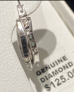 Beautiful Hoop Diamond Mystique Platinum Over Sterling Silver Earrings