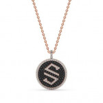 14k Solid Gold & Black/White Diamond Macro "S" Pendant
