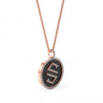 14k Solid Gold & Black/White Diamond Macro "S" Pendant