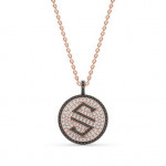 14k Solid Gold & White/Black Diamond Macro "S" Pendant
