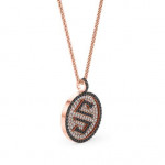14k Solid Gold & White/Black Diamond Macro "S" Pendant