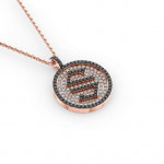 14k Solid Gold & White/Black Diamond Macro "S" Pendant
