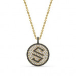 14k Solid Gold & White/Black Diamond Macro "S" Pendant