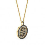 14k Solid Gold & White/Black Diamond Macro "S" Pendant