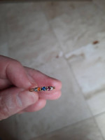Multicolored 10k gold sapphire diamond ring