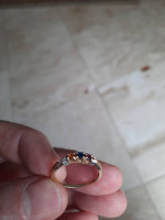 Multicolored 10k gold sapphire diamond ring
