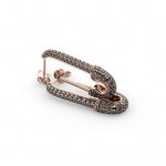 14k Solid Gold & Black Diamond Safety Pin Earring