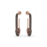 14k Solid Gold & Black Diamond Safety Pin Earring