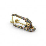 14k Solid Gold & Black Diamond Safety Pin Earring