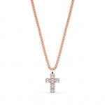14K Solid Gold & White Diamond Pico Cross Pendant