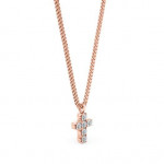 14K Solid Gold & White Diamond Pico Cross Pendant