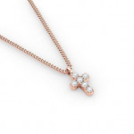 14K Solid Gold & White Diamond Pico Cross Pendant