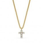 14K Solid Gold & White Diamond Pico Cross Pendant