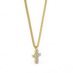 14K Solid Gold & White Diamond Pico Cross Pendant