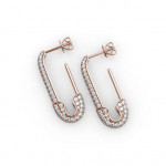 14k Solid Gold & White Diamond Safety Pin Earring