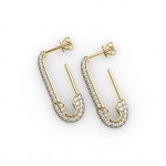 14k Solid Gold & White Diamond Safety Pin Earring