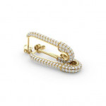 14k Solid Gold & White Diamond Safety Pin Earring