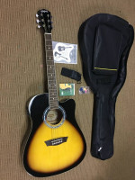 Washburn acoustic electric guitar with gig bag and accessories