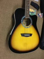 Washburn acoustic electric guitar with gig bag and accessories