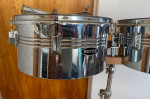 Vintage Royce MIJ Two Metal Drum Timbales with Stand and Cow Bell