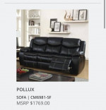 FREE DINING SET WITH PURCHSE BLACK LEATHER RECLINING SOFA & LOVE SET -
